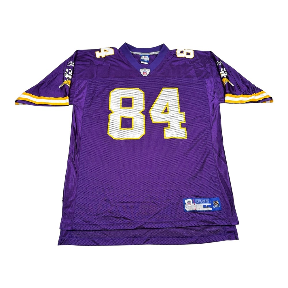 Minnesota Vikings Football Jersey Mens Large Purple NFL Reebok Moss 84 On Field